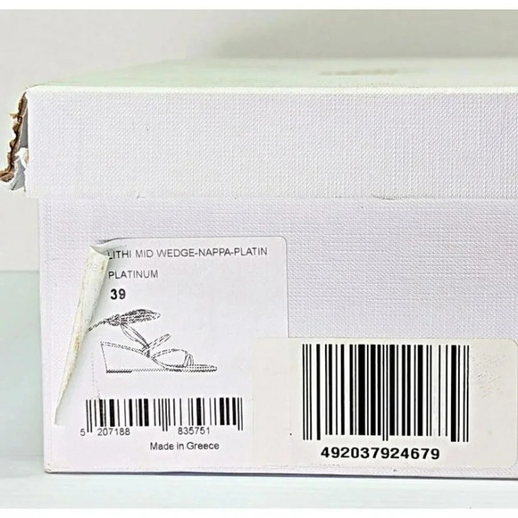 Ancient Greek Sandals Lithi Metallic Leather Wedge Sandals Size 39 (MSRP $370) - Picture 11 of 11